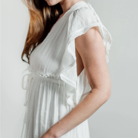 White Sands Ruffled Beach Wear Maxi Coverup Dress Size Large - Picture 8 of 13